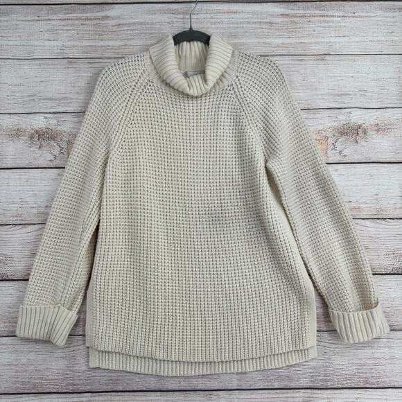 Joie Chunky Knit Wool Turtleneck Sweater Womens Small White Cream - Picture 1 of 13